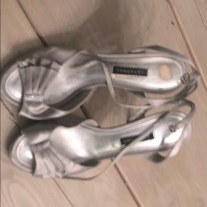 Grey dress heels with rhinestones